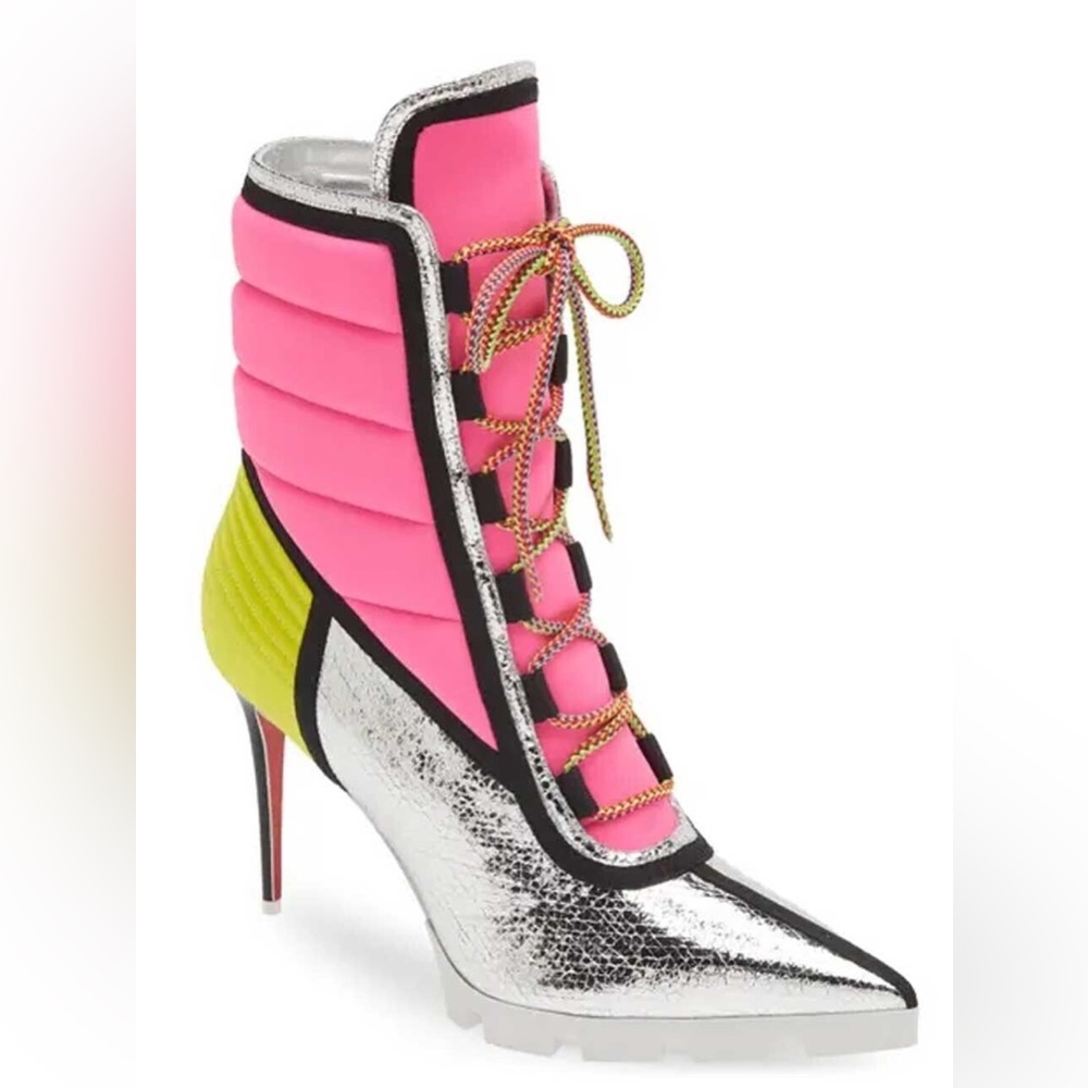 Christian Louboutin Sedah Lug Sole Booties Lace Up Boots